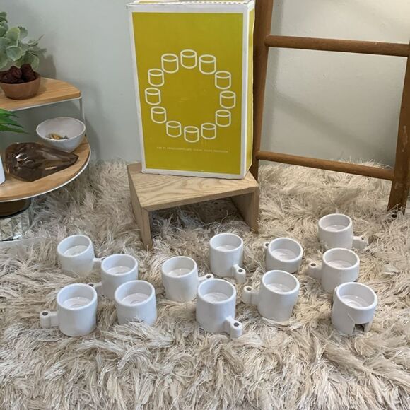 Scandinavian Ikea Varmeljushallare Interlocking Ceramic Tea Light Candle Holders - Picture 4 of 17